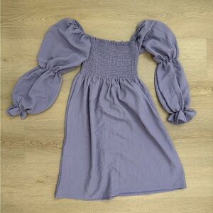 Nothing Fits But Maternity Dress Puff-Sleeve Mini in Lilac S/M